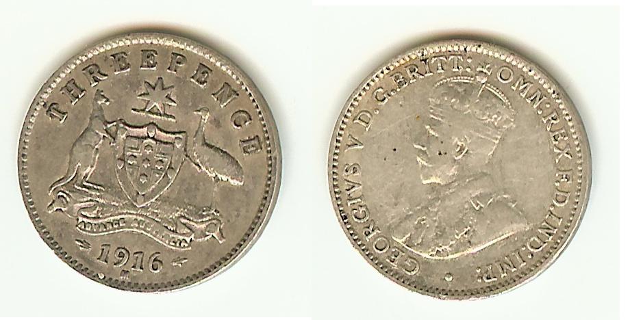 Australian 3 pence 1916 VF+